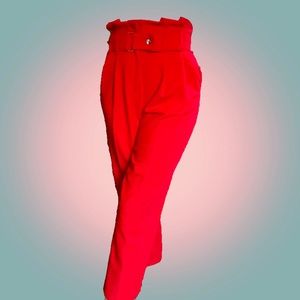 Topshop Crop Trousers in Red